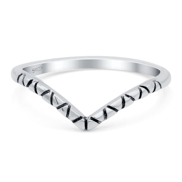 V Shape Oxidized Band Solid 925 Sterling Silver Thumb Ring (7mm)